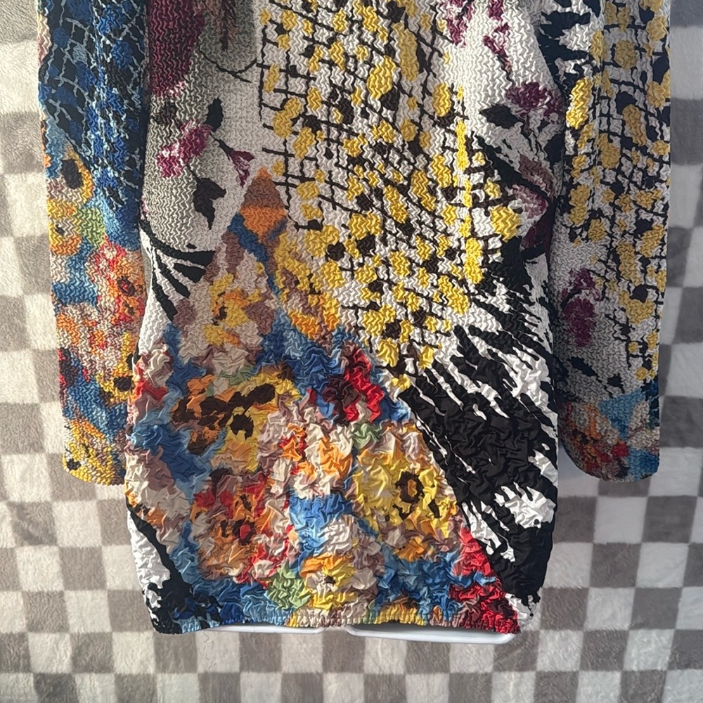 Alberto Makali Crinkled LightWeight Blazer Sport Coat Abstract colorful Size L - Picture 11 of 14